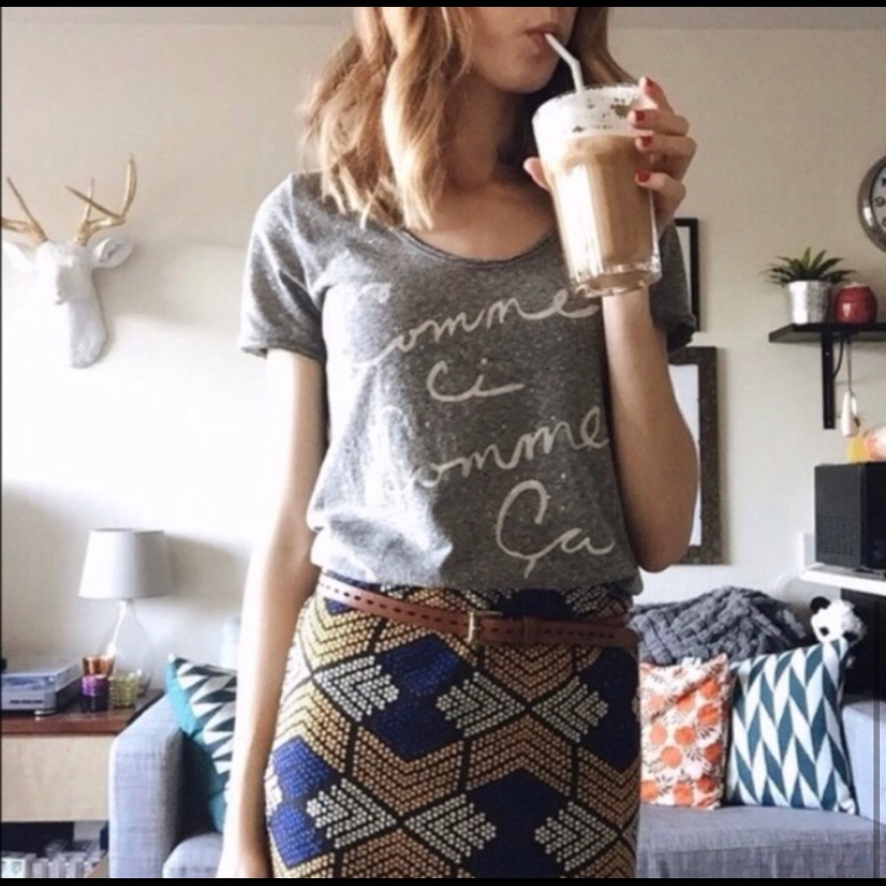 Anthropologie Maeve Kanara Blue Yellow Skirt - 0